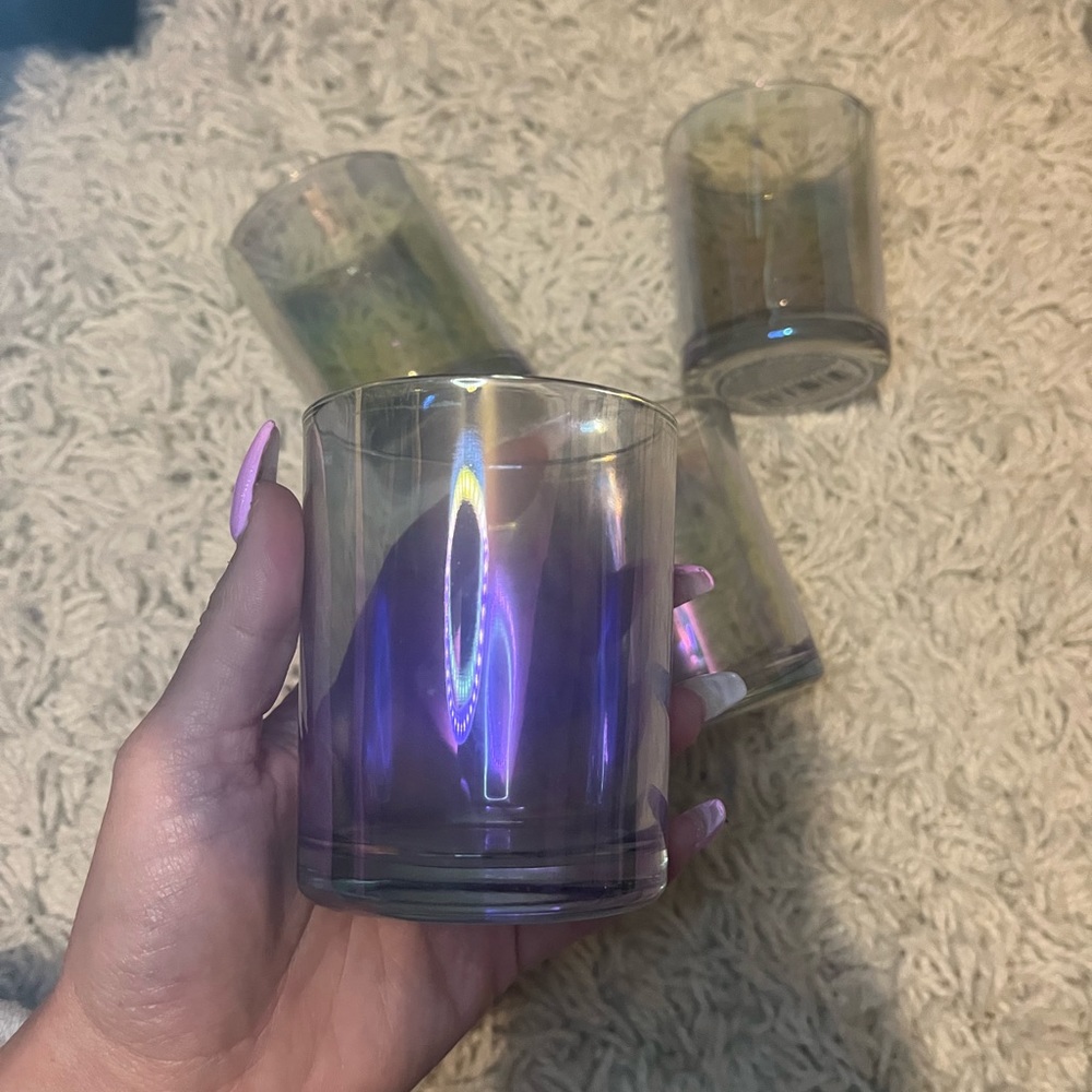 4x iridescent votive candle holders